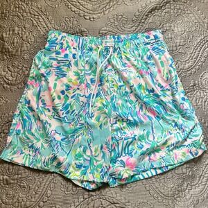 Lilly Pulitzer Mens Medium Drawstring Lined Saltwater Multi 6" Capri Swim Trunks